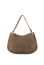 21Jewelz Handtas met gevlochten details & studs - suede taupe