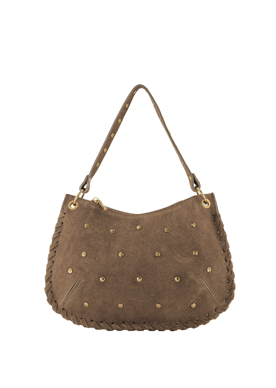 21Jewelz Handtas met gevlochten details & studs - suede taupe