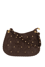 21Jewelz Handtas met gevlochten details & studs - suede donkerbruin