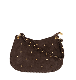 21Jewelz Handtas met gevlochten details & studs - suede donkerbruin