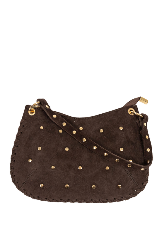 21Jewelz Handtas met gevlochten details & studs - suede donkerbruin