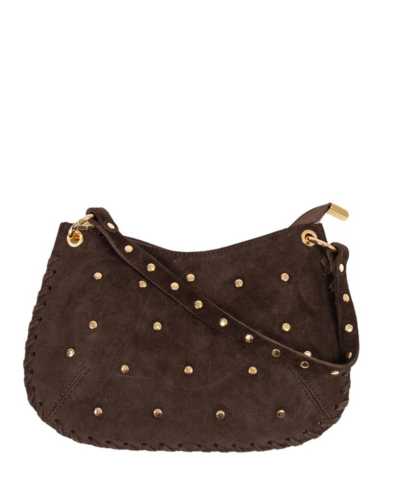 21Jewelz Handtas met gevlochten details & studs - suede donkerbruin