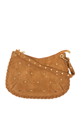 21Jewelz Handtas met gevlochten details & studs - suede camel