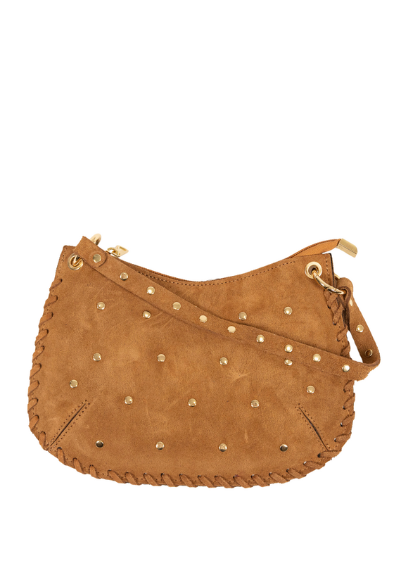 21Jewelz Handtas met gevlochten details & studs - suede camel