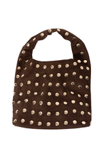 21Jewelz PU shopper met gouden studs - suede donkerbruin