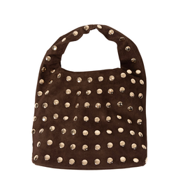 21Jewelz PU shopper met gouden studs - suede donkerbruin