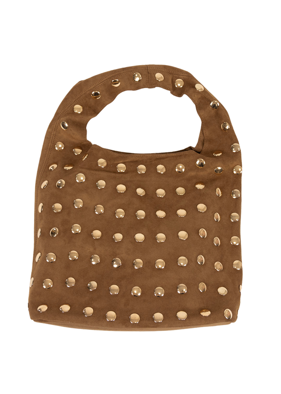 21Jewelz PU shopper met gouden studs - suede bruin
