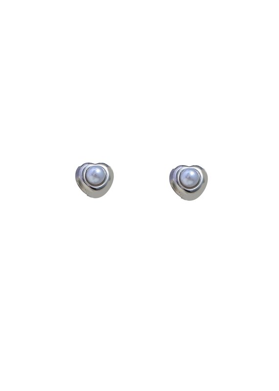 Go Dutch Label D&E | Pearly heart stud - zilver