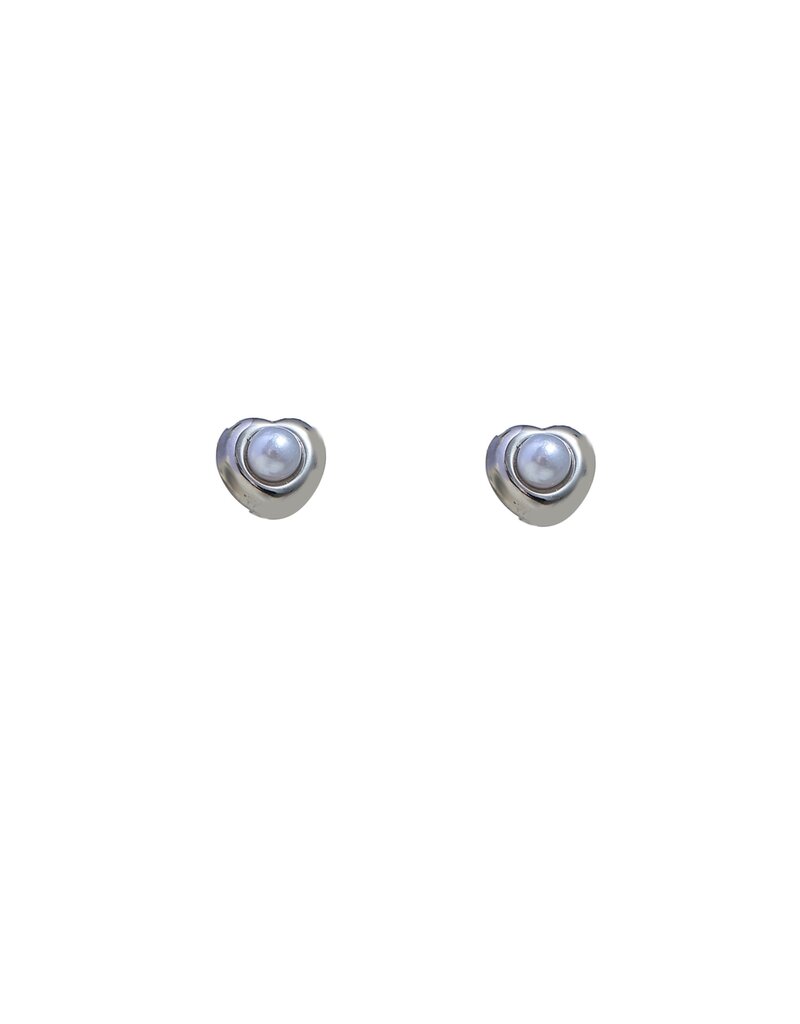 Go Dutch Label D&E | Pearly heart stud - zilver