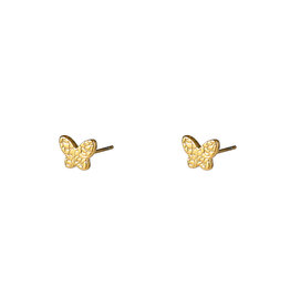 Go Dutch Label D&E - Crackled butterfly stud - goud
