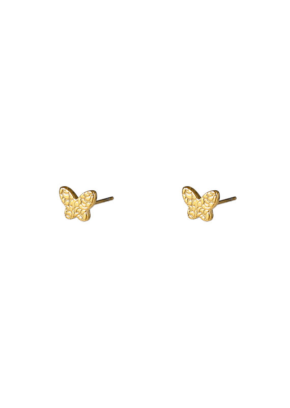 Go Dutch Label D&E - Crackled butterfly stud - goud
