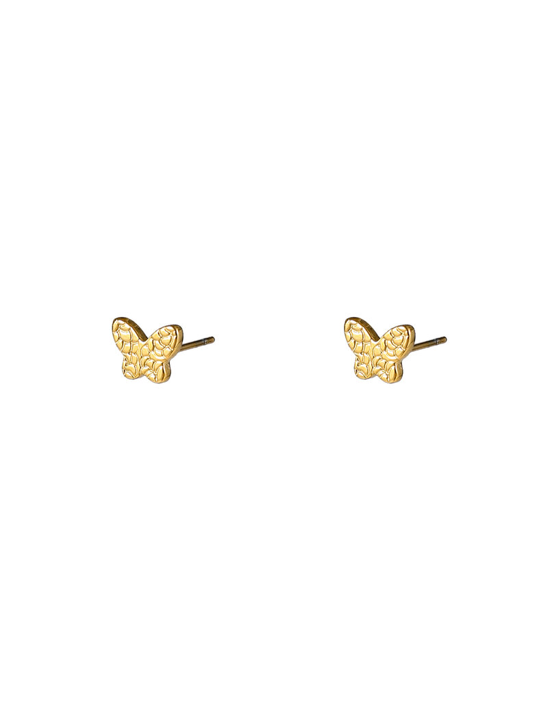 Go Dutch Label D&E - Crackled butterfly stud - goud
