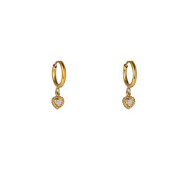 Go Dutch Label D&E | Small sparkle heart hoop - goud