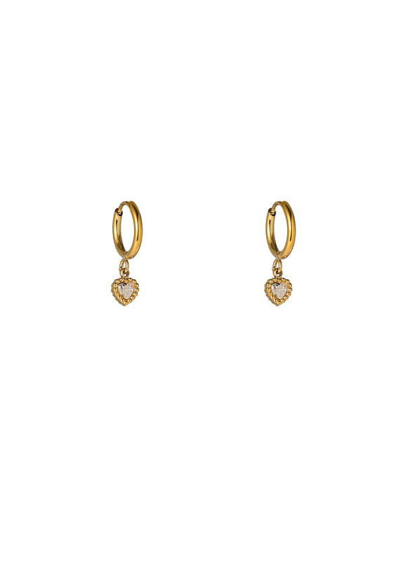 Go Dutch Label D&E | Small sparkle heart hoop - goud