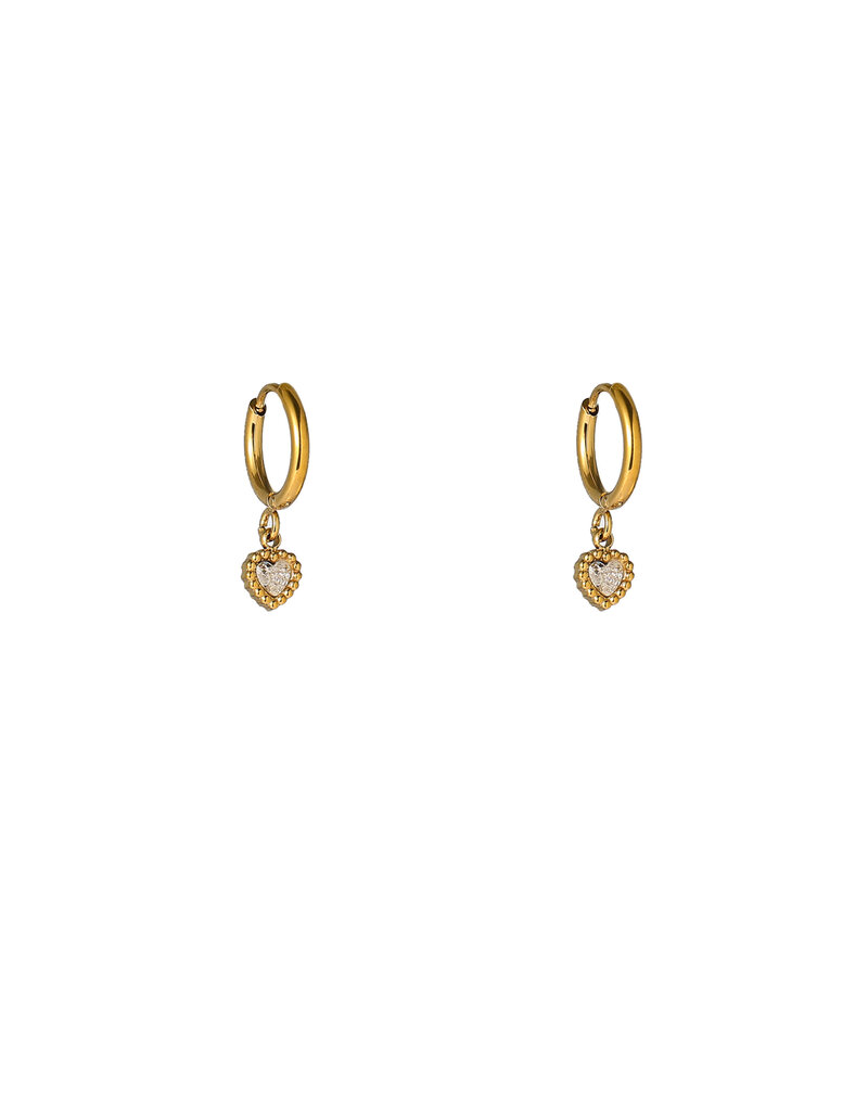Go Dutch Label D&E | Small sparkle heart hoop - goud