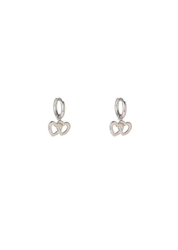 Go Dutch Label D&E | Double heart hoop - zilver