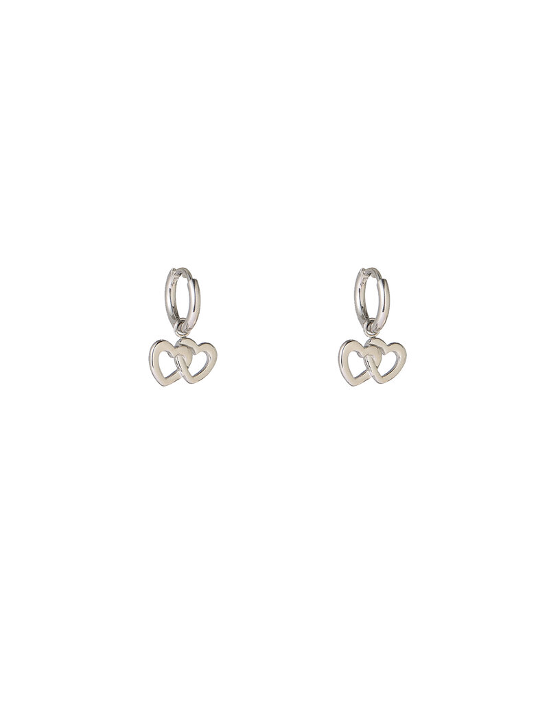 Go Dutch Label D&E | Double heart hoop - zilver