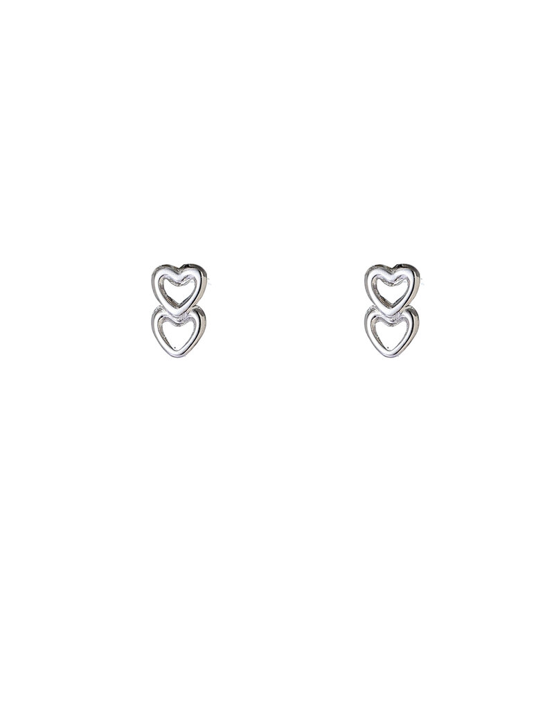 Go Dutch Label D&E | Double heart stud - zilver