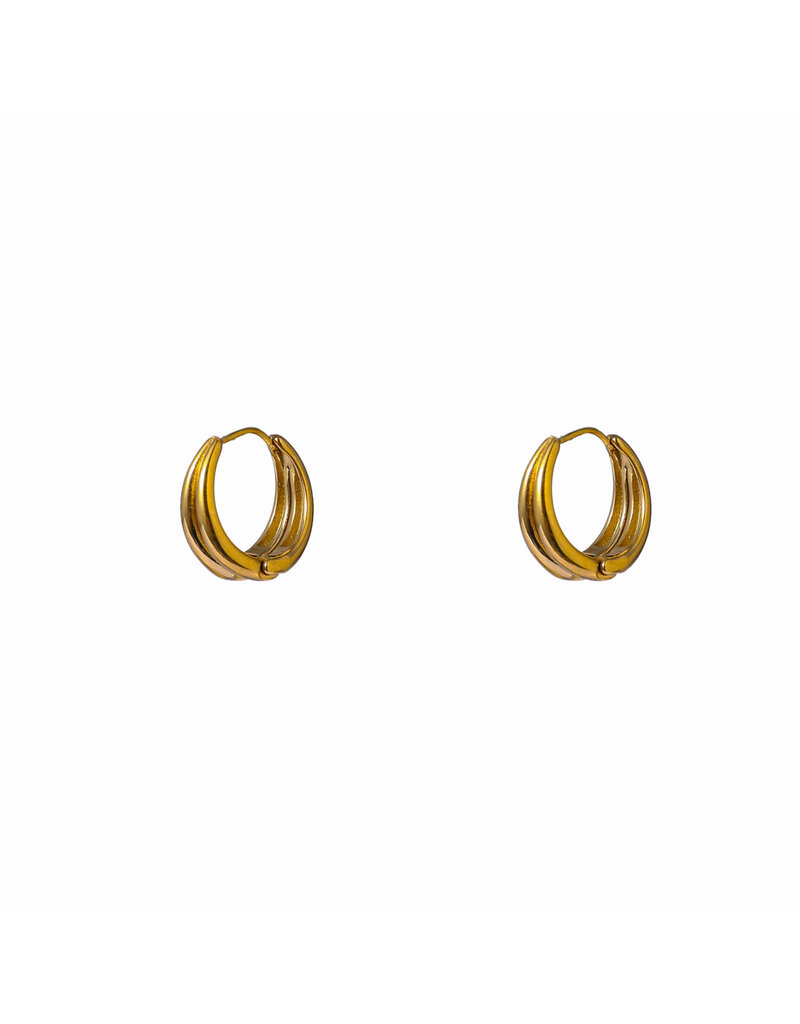 Go Dutch Label Bold double line hoop - goud