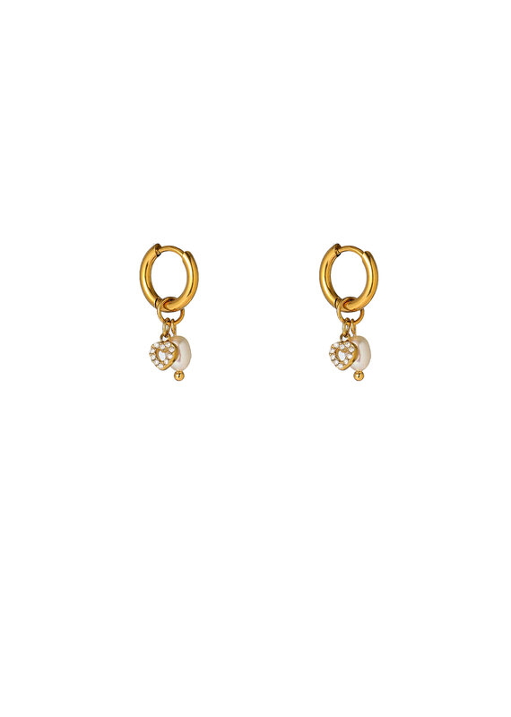 Go Dutch Label D&E | Pearl + heart hoop - goud