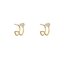 Go Dutch Label D&E | Double heart stud - goud