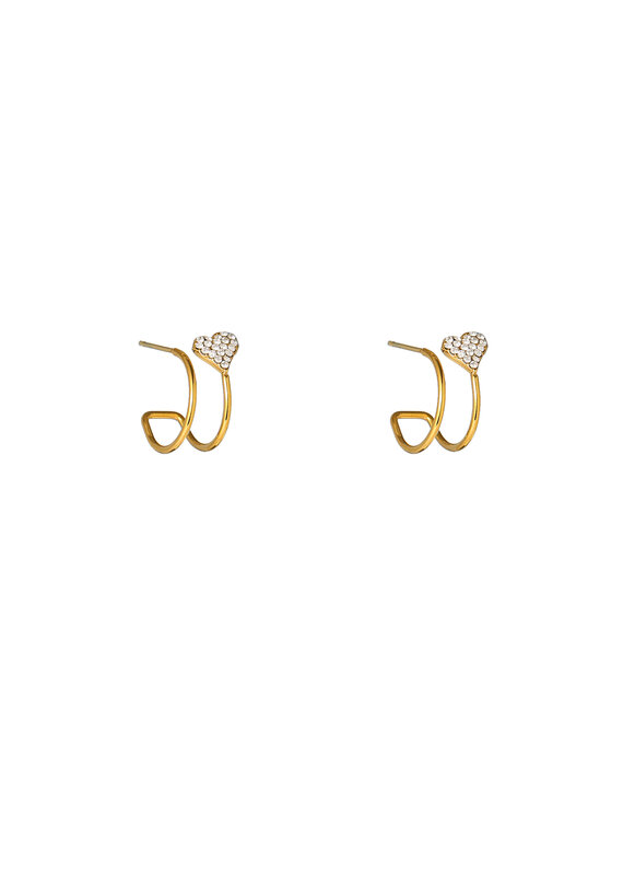 Go Dutch Label D&E | Double heart stud - goud