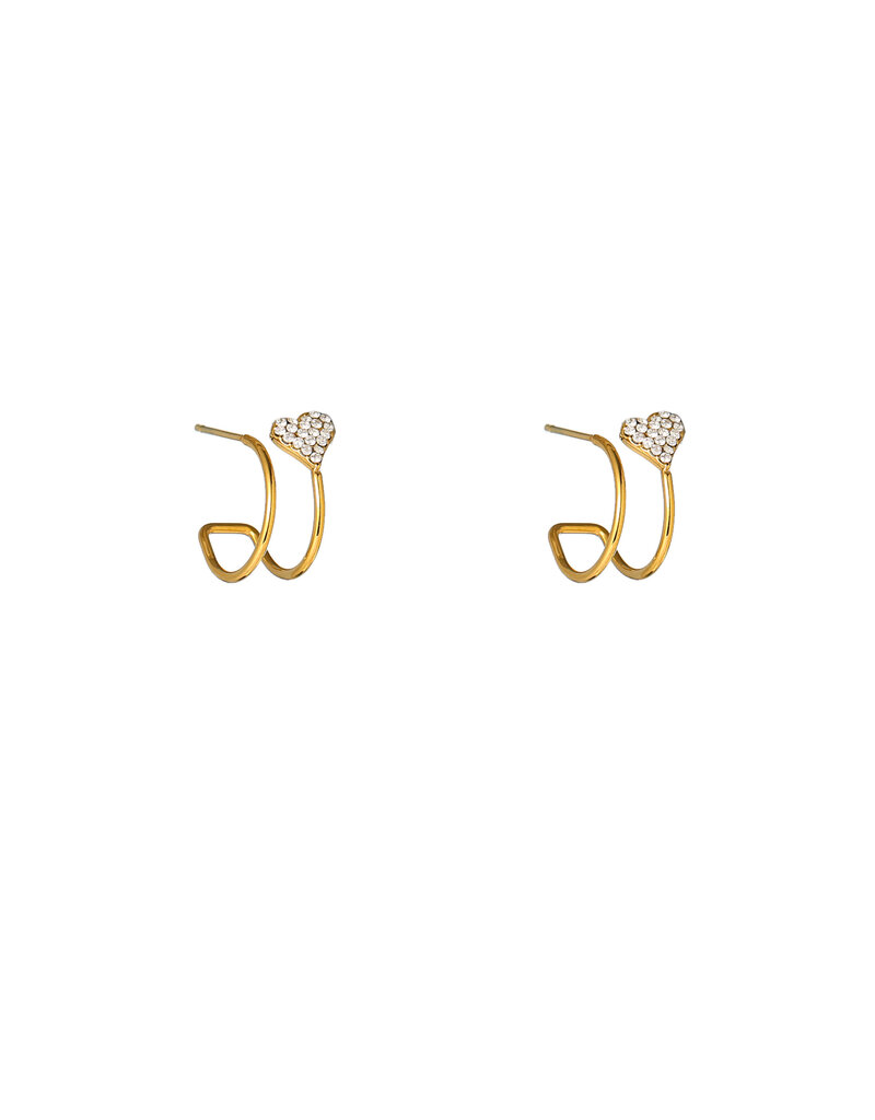 Go Dutch Label D&E | Double heart stud - goud