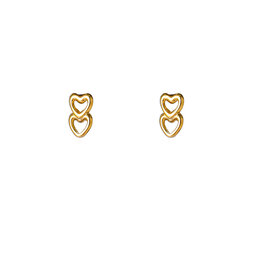 Go Dutch Label D&E | Double heart stud - goud