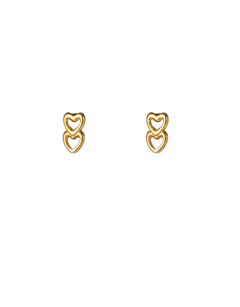 Go Dutch Label D&E | Double heart stud - goud