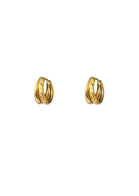 Go Dutch Label D&E | Sparkle double line hoop - goud