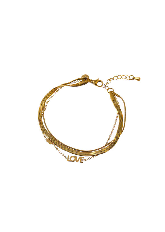 Go Dutch Label D&E | Triple love bracelet - goud