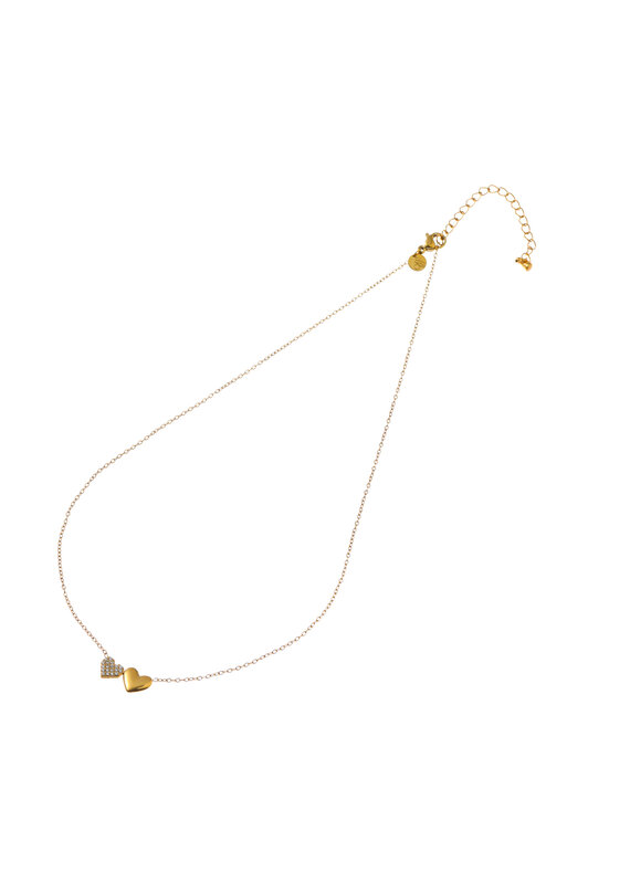 Go Dutch Label D&E | Double sparkly hearts necklace
