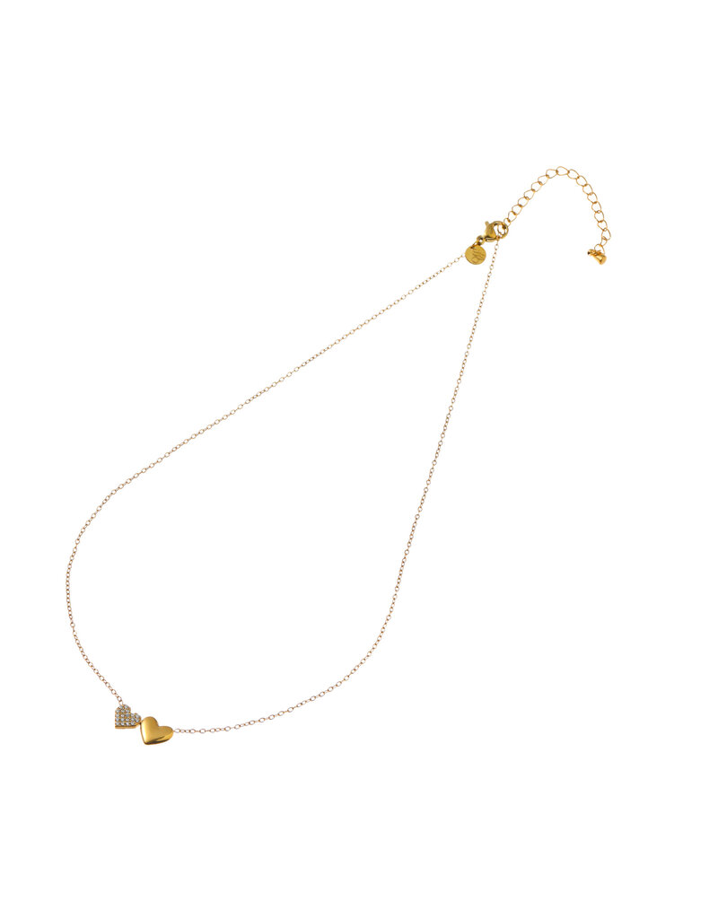 Go Dutch Label D&E | Double sparkly hearts necklace
