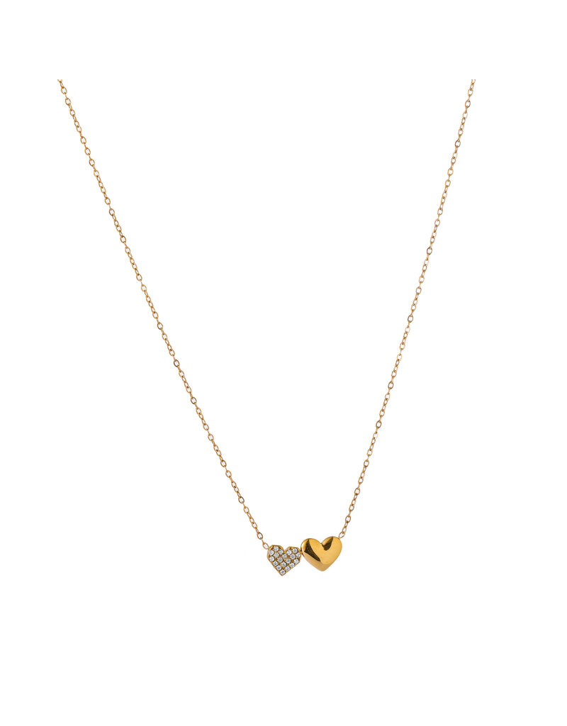 Go Dutch Label D&E | Double sparkly hearts necklace