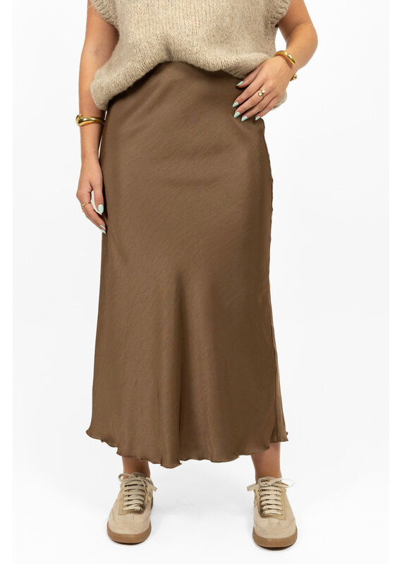 21Jewelz Satijnlook midi rok - camel