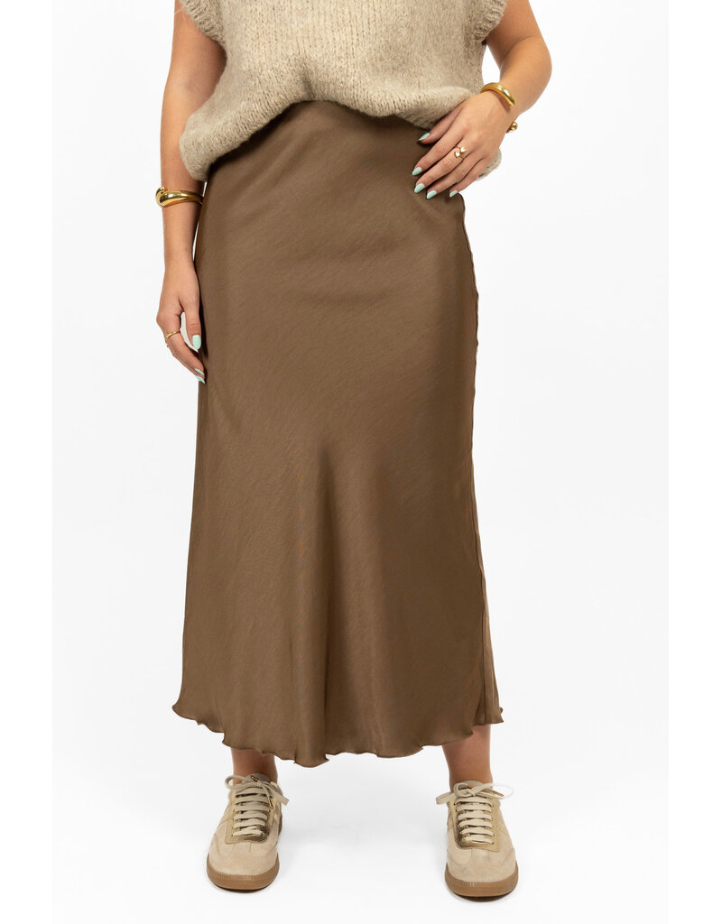 21Jewelz Satijnlook midi rok - camel