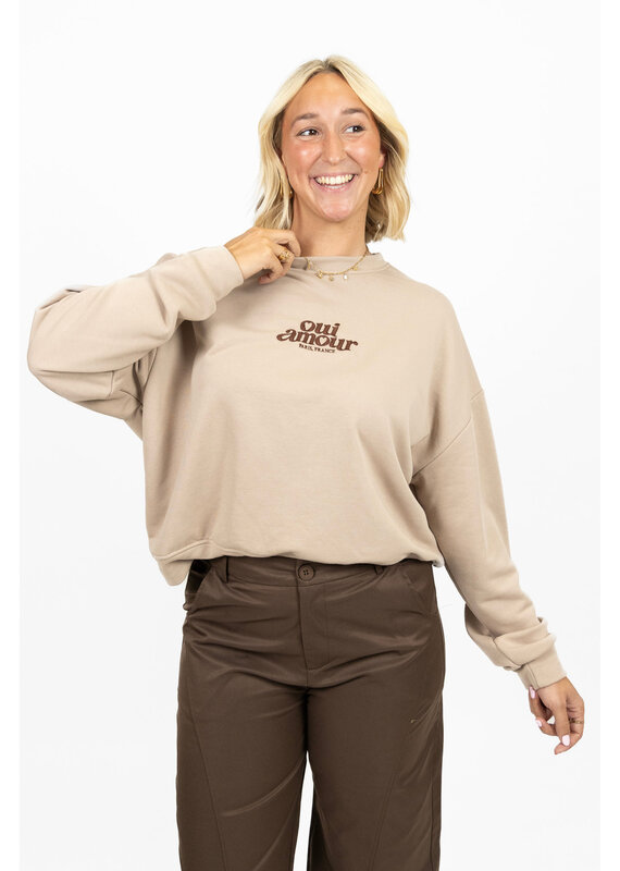 21Jewelz "Oui Amour" sweater - taupe