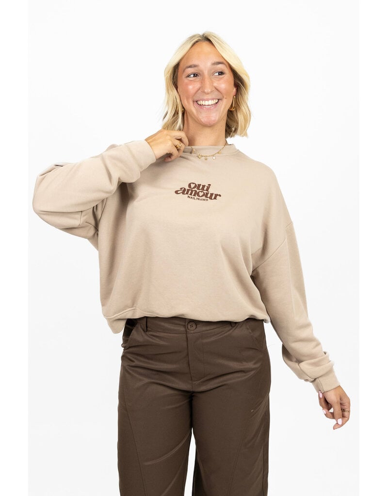 21Jewelz "Oui Amour" sweater - taupe