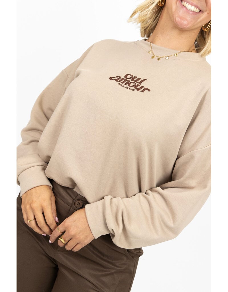 21Jewelz "Oui Amour" sweater - taupe