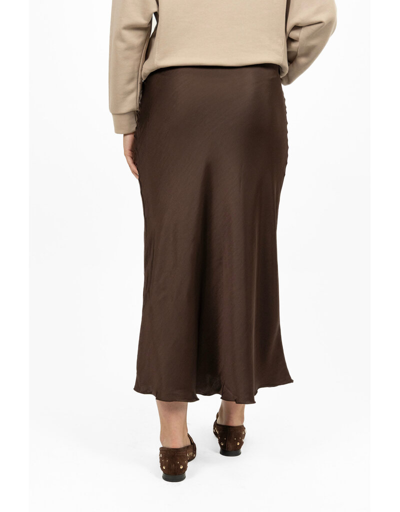 21Jewelz Satijnlook midi rok - donkerbruin
