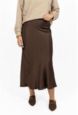 21Jewelz Satijnlook midi rok - donkerbruin