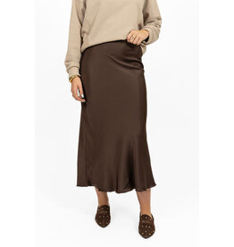 21Jewelz Satijnlook midi rok - donkerbruin