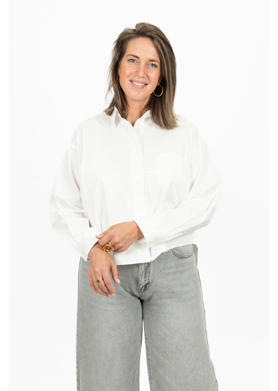 21Jewelz Oversized blouse met zakje - wit