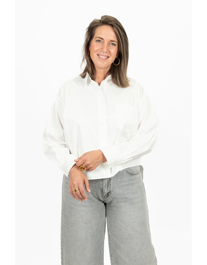 21Jewelz Oversized blouse met zakje - wit
