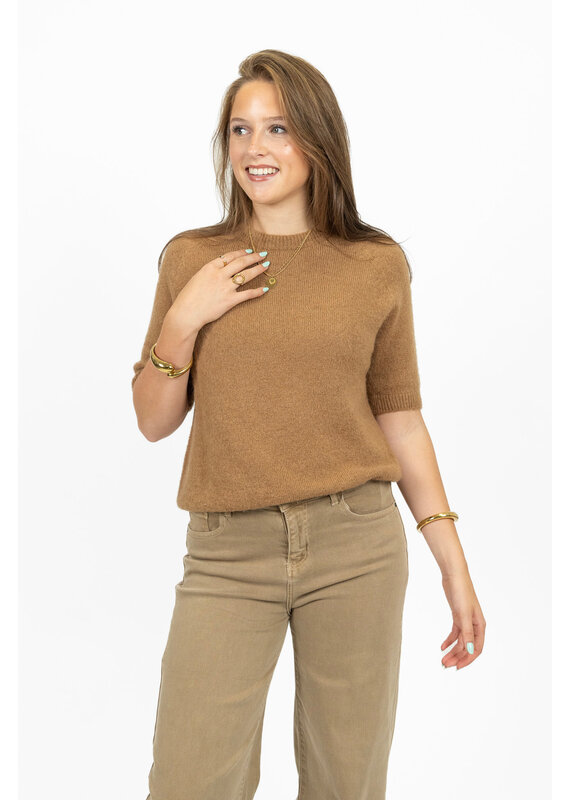 21Jewelz Effen basic truitje met korte mouw - camel
