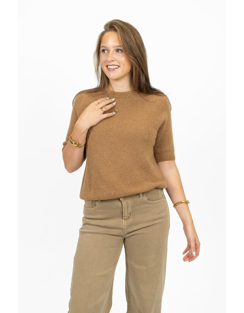 21Jewelz Effen basic truitje met korte mouw - camel