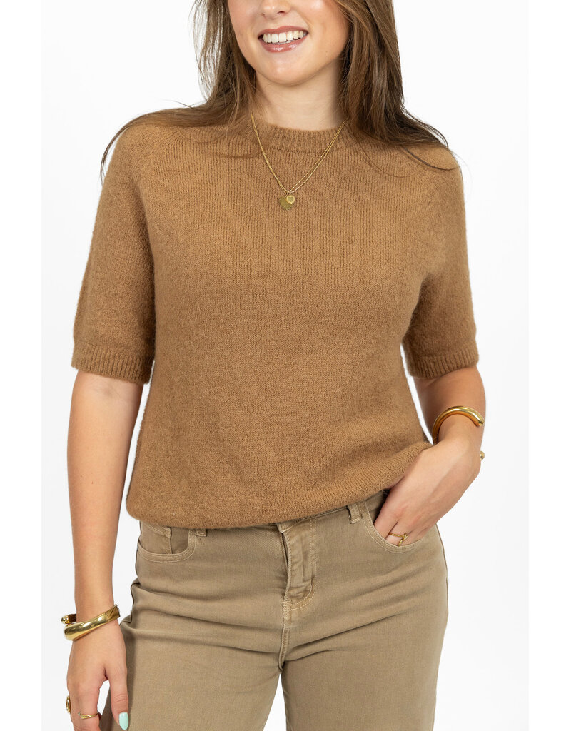 21Jewelz Effen basic truitje met korte mouw - camel