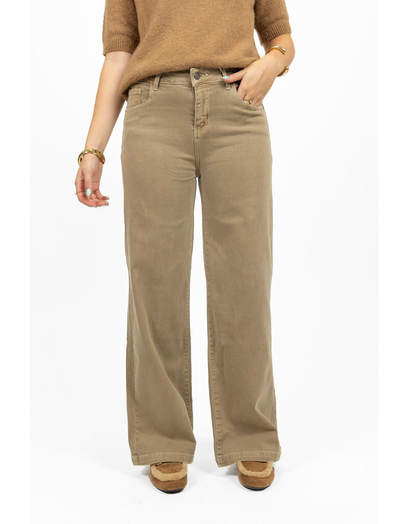21Jewelz Stretch wide leg jeans - washed beige
