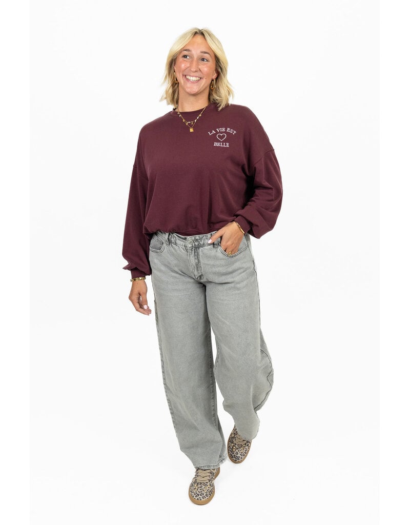 21Jewelz "La vie est belle" sweater - bordeaux
