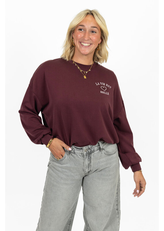 21Jewelz "La vie est belle" sweater - bordeaux